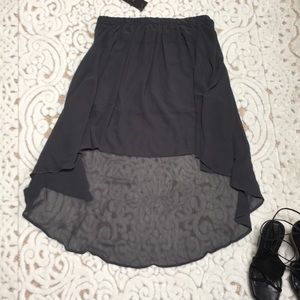 Lined Chiffon High - Low Skirt